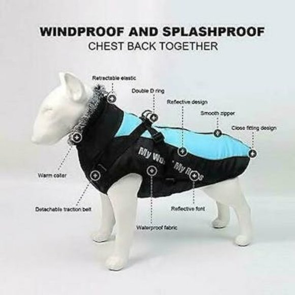 DIDOG Waterproof Dog Winter Jackets, Cold Weather Dog Coats With Harness and Fur - Picture 1 of 1